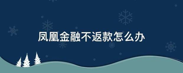 凤凰金融不返款怎么办